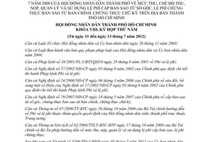 Nghị quyết 12/2012/NQ-HĐND sửa đổi Khoản 2 Điều 1 Nghị quyết 04/2009/NQ-HĐND