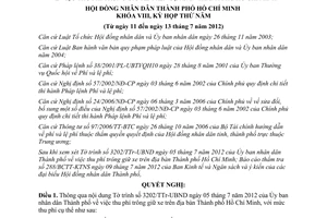 Nghị quyết 07/2012/NQ-HĐND thu phí trông giữ xe trên địa bàn Thành phố