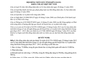 Nghị quyết 71/2012/NQ-HĐND thông qua Kế hoạch bảo vệ phát triển rừng