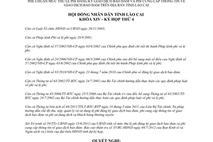 Nghị quyết 11/2012/NQ-HĐND lệ phí đăng ký cung cấp thông tin giao dịch bảo đảm Lào Cai
