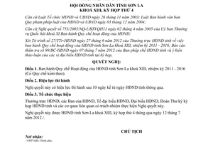 Nghị quyết 17/2012/NQ-HĐND Quy chế hoạt động Hội đồng nhân dân Sơn La