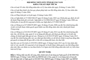 Nghị quyết 39/2012/NQ-HĐND sửa đổi phí lệ phí