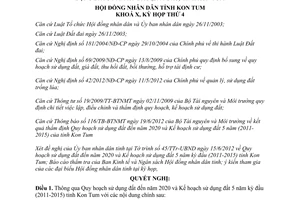 Nghị quyết 11/2012/NQ-HĐND thông qua Quy hoạch sử dụng đất đến năm 2020