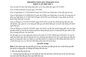 Nghị quyết 15/2012/NQ-HĐND mức thu phí đấu giá tài sản phí tham gia đấu giá