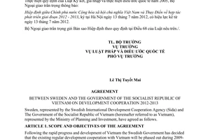 Thông báo hiệu lực của Hiệp định hợp tác phát triển giai đoạn 2012 - 2013