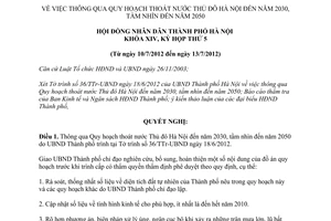 Nghị quyết 08/2012/NQ-HĐND thông qua Quy hoạch thoát nước Thủ đô Hà Nội
