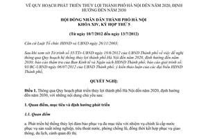 Nghị quyết 09/2012/NQ-HĐND quy hoạch phát triển thủy lợi thành phố Hà Nội