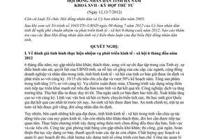 Nghị quyết 08/2012/NQ-HĐND nhiệm vụ phát triển kinh tế xã hội 6 tháng cuối năm