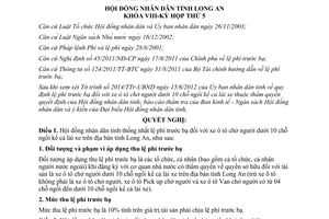 Nghị quyết 52/2012/NQ-HĐND lệ phí trước bạ đối với xe ô tô chở người tại Long An