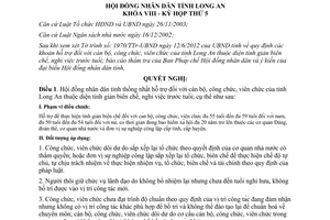 Nghị quyết 59/2012/NQ-HĐND hỗ trợ thực hiện tinh giản biên chế Long An