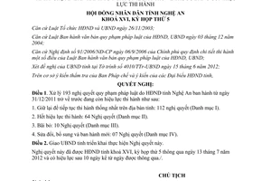 Nghị quyết 54/2012/NQ-HĐND rà soát nghị quyết Hội đồng nhân dân Nghệ An