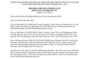 Nghị quyết 03/2012/NQ-HĐND mức học phí giáo dục mầm non phổ thông công lập