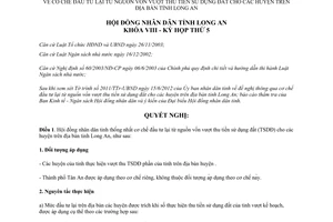 Nghị quyết 49/2012/NQ-HĐND đầu tư lại từ nguồn vốn vượt thu tiền sử dụng đất Long An