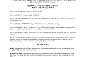 Nghị quyết 54/2012/NQ-HĐND phát triển nuôi thủy sản Đồng Tháp Mười Long An