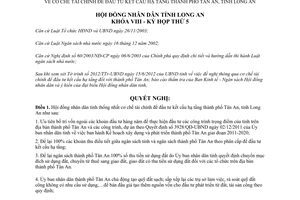 Nghị quyết 50/2012/NQ-HĐND cơ chế tài chính đầu tư kết cấu hạ tầng Tân An Long An