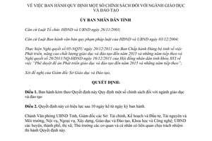 Quyết định 35/2012/QĐ-UBND Quy định chính sách đối với ngành giáo dục và đào tạo