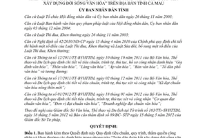 Quyết định 09/2012/QĐ-UBND phong trào xây dựng đời sống văn hóa ở Cà Mau