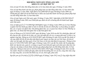 Nghị quyết 78/2012/NQ-HĐND Quy định chế độ định mức chi tiêu tài chính