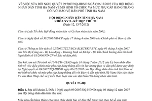 Nghị quyết 09/2012/NQ-HĐND tổ chức và mức phụ cấp hàng tháng bảo vệ dân phố