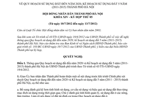 Nghị quyết 10/2012/NQ-HĐND Quy hoạch sử dụng đất đến năm 2020