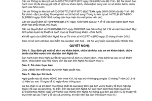 Nghị quyết 56/2012/NQ-HĐND quy định giá dịch vụ khám chữa bệnh tại cơ sở khám