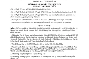 Nghị quyết 51/2012/NQ-HĐND điều chỉnh địa giới hành chính Quỳnh Lưu Nghệ An