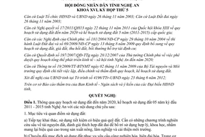 Nghị quyết 47/2012/NQ-HĐND thông qua quy hoạch sử dụng đất đến năm 2020