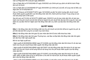 Nghị quyết 51/2012/NQ-HĐND mức thu phí lệ phí và tỷ lệ trích lại tại Long An