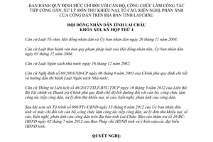 Nghị quyết 55/2012/NQ-HĐND quy định mức chi đối với cán bộ công chức