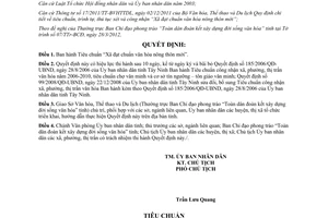 Quyết định 32/2012/QĐ-UBND Tiêu chuẩn “Xã đạt chuẩn văn hóa nông thôn mới”