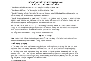 Nghị quyết 60/2012/NQ-HĐND Quy định chế độ dinh dưỡng đặc thù đối với vận động