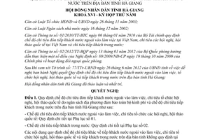 Nghị quyết 58/2012/NQ-HĐND quy định chế độ chi tiêu đón tiếp khách nước ngoài