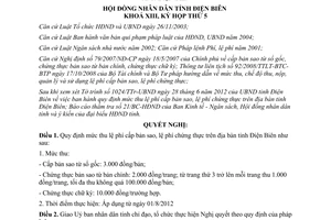 Nghị quyết 276/2012/NQ-HĐND quy định mức thu lệ phí cấp bản sao chứng thực