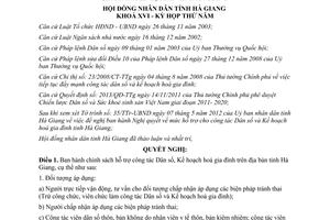 Nghị quyết 61/2012/NQ-HĐND chính sách hỗ trợ công tác Dân số, Kế hoạch hoá