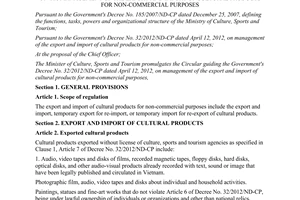 Circular No. 07/2012/TT-BVHTTDL guiding the Government's Decree No. 32/2012/ND-C