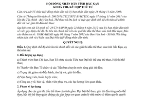 Nghị quyết 12/2012/NQ-HĐND chế độ chi tiêu tài chính các giải thi đấu Bắc Kạn