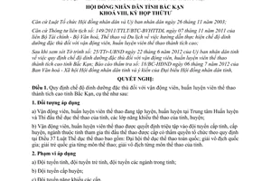 Nghị quyết 11/2012/NQ-HĐND chế độ dinh dưỡng đặc thù vận động viên Bắc Kạn