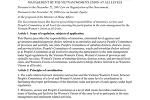 Decree No. 56/2012/ND-CP prescribing responsibilities of ministries sectors