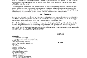 Nghị quyết 27/2012/NQ-HĐND giá dịch vụ khám chữa bệnh cơ sở khám chữa bệnh