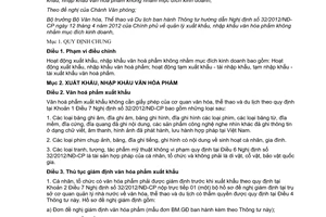 Thông tư 07/2012/TT-BVHTTDL hướng dẫn Nghị định 32/2012/NĐ-CP