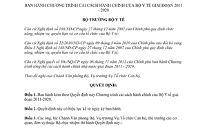 Quyết định 2447/QĐ-BYT 2012 cải cách hành chính Bộ Y tế 2011 2020