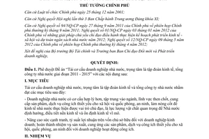 Quyết định 929/QĐ-TTg năm 2012 phê duyệt Đề án Tái cơ cấu doanh nghiệp nhà nước