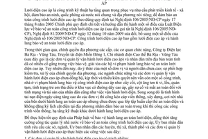 Chỉ thị 14/2012/CT-UBND tăng cường công tác bảo vệ hành lang an toàn lưới điện