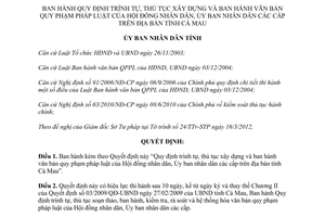 Quyết định 10/2012/QĐ-UBND Quy định trình tự thủ tục xây dựng ban hành văn bản