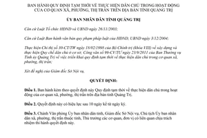 Quyết định 10/2012/QĐ-UBND Quy định tạm thời thực hiện dân chủ trong hoạt động