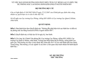 Quyết định 2495/QĐ-BYT năm 2012 hướng dẫn phát hiện tích cực bệnh lao