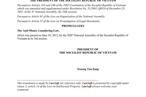 Order No. 05/2012/L-CTN on the promulgation of law