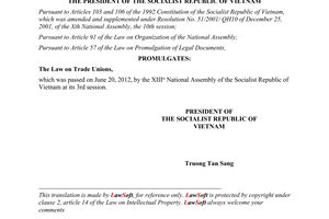 Order No. 10/2012/L-CTN on the promulgation of law