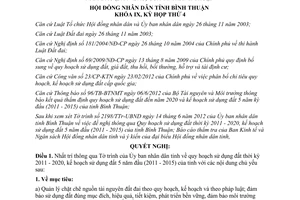 Nghị quyết 24/2012/NQ-HĐND quy hoạch sử dụng đất thời kỳ 2011 - 2020 kế hoạch sử