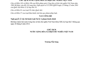 Lệnh công bố Nghị quyết thi hành Luật Xử lý vi phạm hành chính 2012